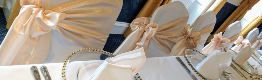 Glass charger plates with gold beading